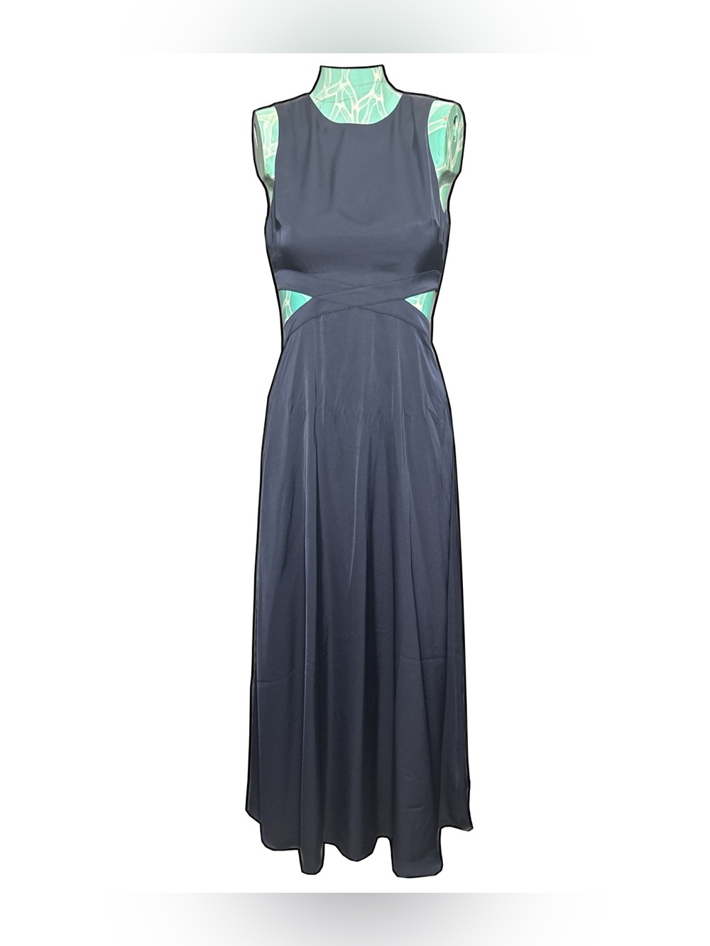NWT Babaton Cella Satin Navy Cutout Maxi Dress from Aritzia